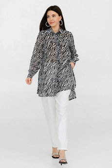 Блузка 5058L черный + белый Ivera collection