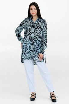 Блузка 5058L черный + голубой Ivera collection
