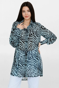 Блузка 5058L черный + голубой Ivera collection