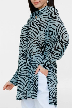 Блузка 5058L черный + голубой Ivera collection