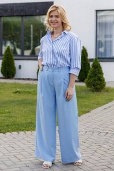 Блузка 5066L белый + голубой Ivera collection