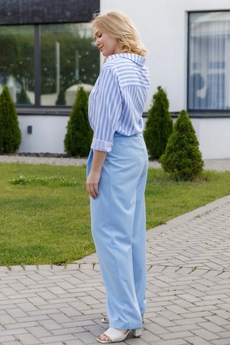 Блузка 5066L белый + голубой Ivera collection