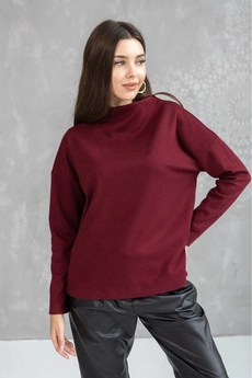 Джемпер 5077 бордовый + черный Ivera collection