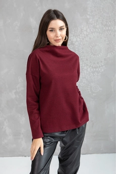 Джемпер 5077 бордовый + черный Ivera collection