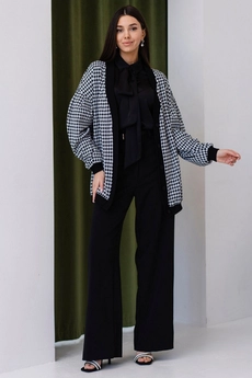 Кардиган 5085 черный + белый Ivera collection