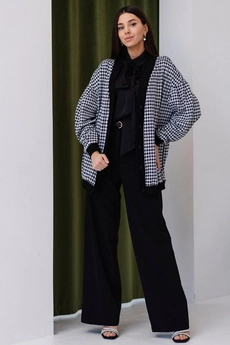 Кардиган 5085 черный + белый Ivera collection