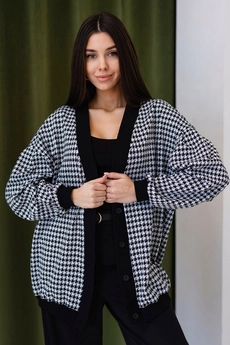 Кардиган 5085 черный + белый Ivera collection