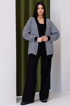 Кардиган 5085 черный + белый Ivera collection