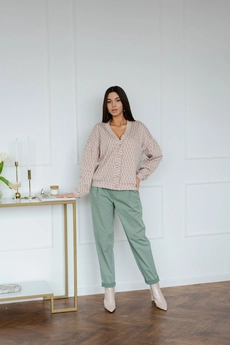 Кардиган 5092 розовый + оливковый Ivera collection