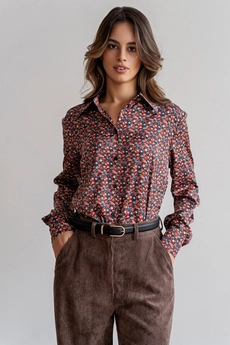 Блузка 5105L зеленый + терракотовый Ivera collection