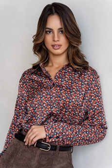 Блузка 5105L зеленый + терракотовый Ivera collection