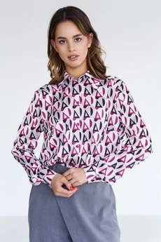Блузка 5105L молочный + винный + бежевый Ivera collection