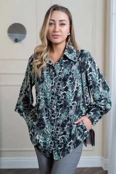 Блузка 5125 черный + зеленый Ivera collection