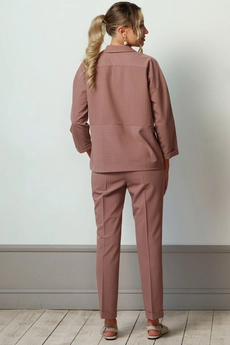 Костюм брючный 6004Н коричневый + белый Ivera collection