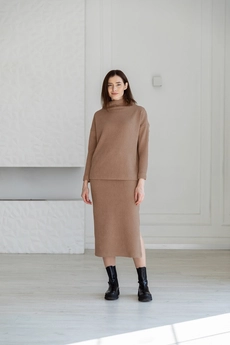 Костюм с юбкой 6020 коричневый Ivera collection
