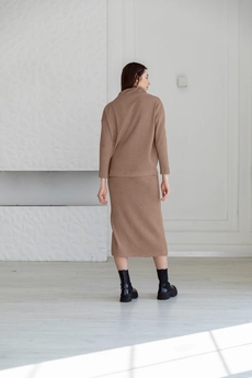Костюм с юбкой 6020 коричневый Ivera collection