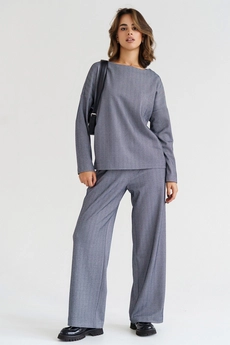 Костюм брючный 6038W белый + черный Ivera collection