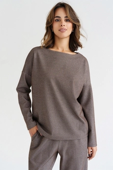 Костюм брючный 6038W коричневый + белый Ivera collection