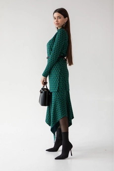 Костюм с юбкой 6039 синий + зеленый Ivera collection