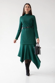 Костюм с юбкой 6039 синий + зеленый Ivera collection