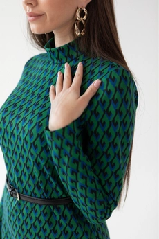 Костюм с юбкой 6039 синий + зеленый Ivera collection