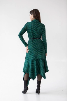 Костюм с юбкой 6039 зеленый + терракотовый Ivera collection