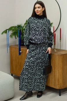 Костюм с юбкой 6047L черный Ivera collection