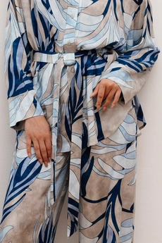 Костюм брючный 6060П синий + бежевый Ivera collection