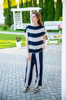 Брюки 753 бежевый + синий Ivera collection