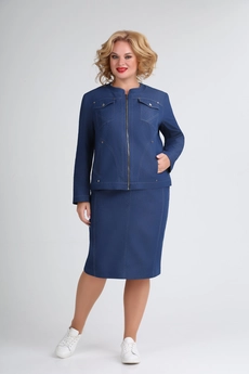 Костюм с юбкой 2520 синий Ивелта Плюс