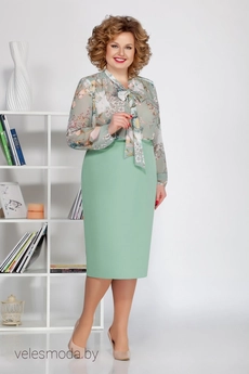 Костюм с юбкой 3589 светлая-мята Ивелта Плюс