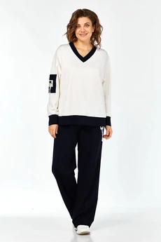 Костюм брючный 3449-2 молочный+темно-синий Jurimex