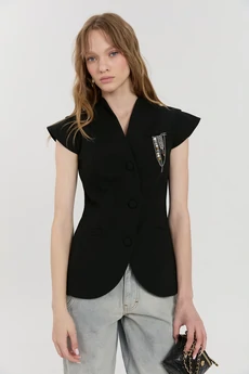 Жилет М176 черный KUDA GLAZA GLYADYAT