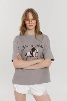 Футболка М181 Елизаветта светло-серый KUDA GLAZA GLYADYAT