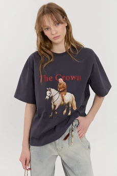 Футболка М181 королева темно-серый KUDA GLAZA GLYADYAT