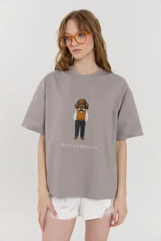 Футболка М181 пудель на светло-сером KUDA GLAZA GLYADYAT