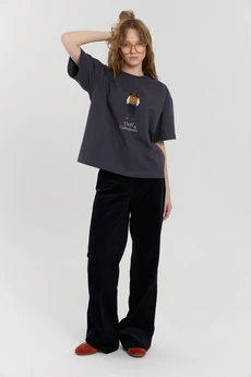 Футболка М181 пудель темно-серый KUDA GLAZA GLYADYAT