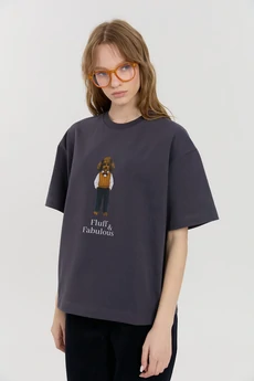 Футболка М181 пудель темно-серый KUDA GLAZA GLYADYAT