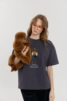 Футболка М181 пудель темно-серый KUDA GLAZA GLYADYAT