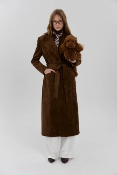 Пальто М188 коричневый KUDA GLAZA GLYADYAT