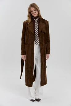 Пальто М188 коричневый KUDA GLAZA GLYADYAT