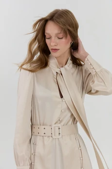 Платье М507 бежевый KUDA GLAZA GLYADYAT