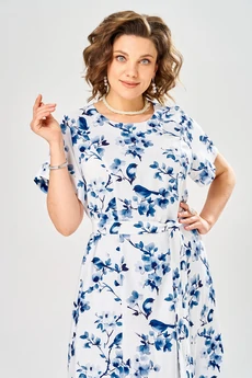 Платье 1151-1 бело-синий KaVari plus size