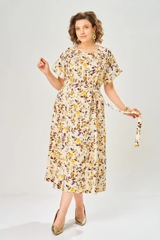 Платье 1151-2 молочно-бежевый KaVari plus size