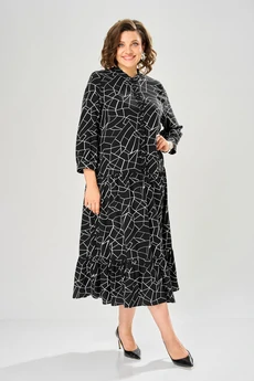 Платье 1163 черный принт KaVari plus size