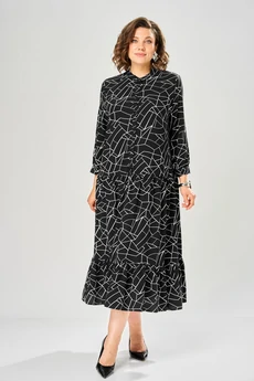 Платье 1163 черный принт KaVari plus size