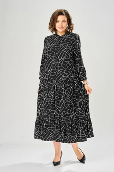 Платье 1163 черный принт KaVari plus size
