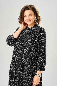 Платье 1163 черный принт KaVari plus size