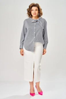 Блузка 4032 синий + белый KaVari plus size