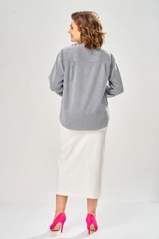 Блузка 4032 синий + белый KaVari plus size